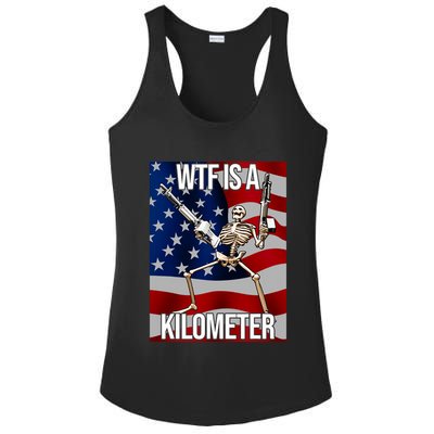 Wtf Is A Kilometer American Skeleton Funny Ladies PosiCharge Competitor Racerback Tank