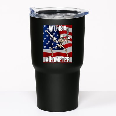 Wtf Is A Kilometer American Skeleton Funny Tumbler