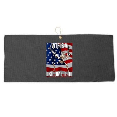Wtf Is A Kilometer American Skeleton Funny Large Microfiber Waffle Golf Towel