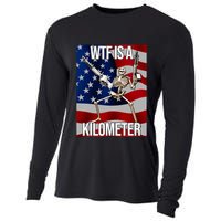 Wtf Is A Kilometer American Skeleton Funny Cooling Performance Long Sleeve Crew