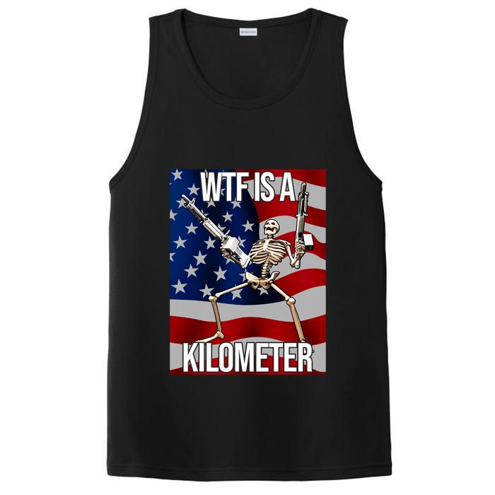 Wtf Is A Kilometer American Skeleton Funny PosiCharge Competitor Tank