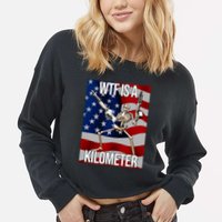 Wtf Is A Kilometer American Skeleton Funny Cropped Pullover Crew