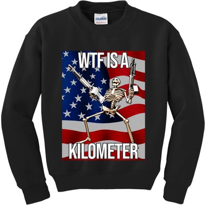 Wtf Is A Kilometer American Skeleton Funny Kids Sweatshirt