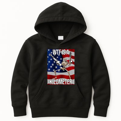 Wtf Is A Kilometer American Skeleton Funny Kids Hoodie