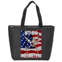 Wtf Is A Kilometer American Skeleton Funny Zip Tote Bag