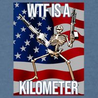 Wtf Is A Kilometer American Skeleton Funny Garment-Dyed Sweatshirt
