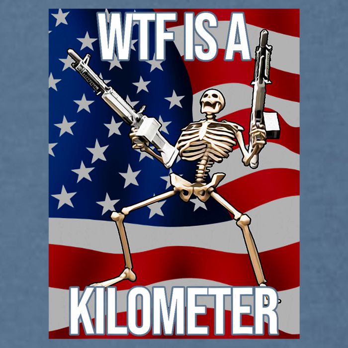 Wtf Is A Kilometer American Skeleton Funny Garment-Dyed Sweatshirt