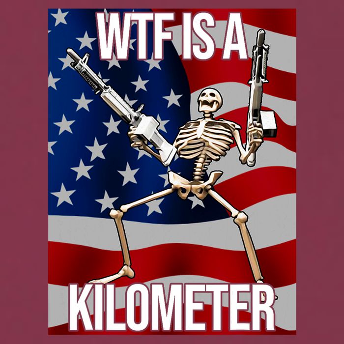 Wtf Is A Kilometer American Skeleton Funny 16oz Travel Tumbler