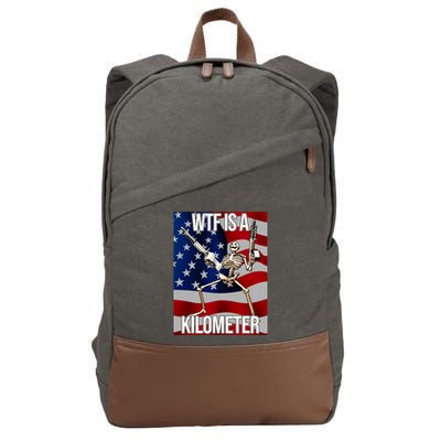 Wtf Is A Kilometer American Skeleton Funny Cotton Canvas Backpack