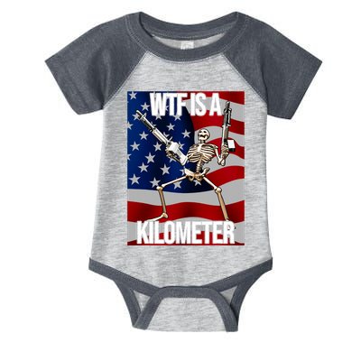 Wtf Is A Kilometer American Skeleton Funny Infant Baby Jersey Bodysuit