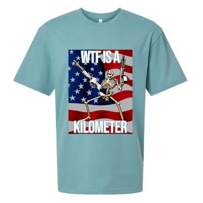 Wtf Is A Kilometer American Skeleton Funny Sueded Cloud Jersey T-Shirt