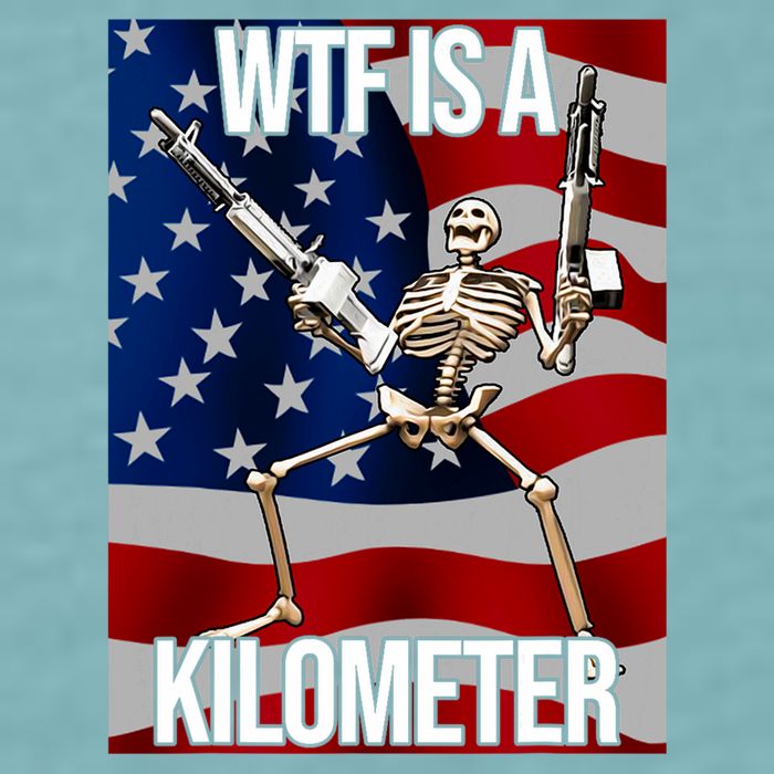 Wtf Is A Kilometer American Skeleton Funny Sueded Cloud Jersey T-Shirt