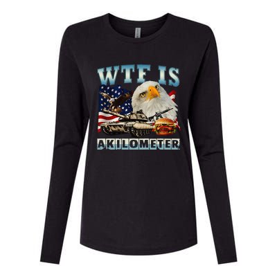 Wtf Is A Kilometer Eagle Badge American Signature Burger Gift Womens Cotton Relaxed Long Sleeve T-Shirt