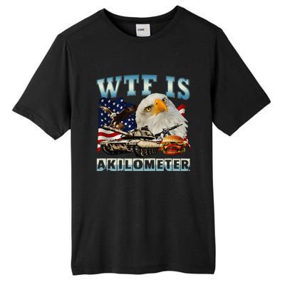 Wtf Is A Kilometer Eagle Badge American Signature Burger Gift Tall Fusion ChromaSoft Performance T-Shirt