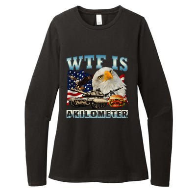 Wtf Is A Kilometer Eagle Badge American Signature Burger Gift Womens CVC Long Sleeve Shirt