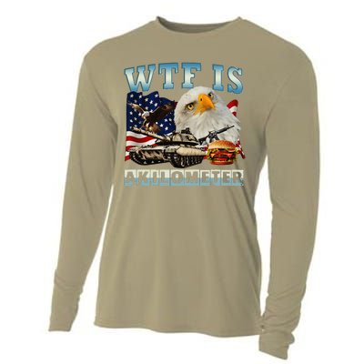 Wtf Is A Kilometer Eagle Badge American Signature Burger Gift Cooling Performance Long Sleeve Crew