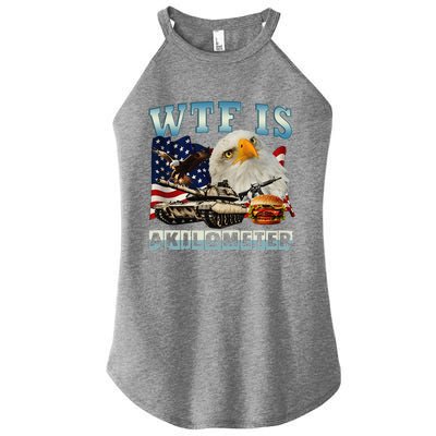 Wtf Is A Kilometer Eagle Badge American Signature Burger Gift Women’s Perfect Tri Rocker Tank