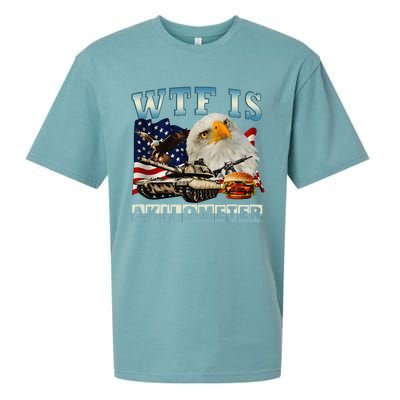 Wtf Is A Kilometer Eagle Badge American Signature Burger Gift Sueded Cloud Jersey T-Shirt