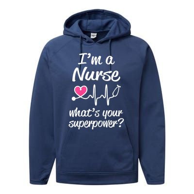 Wo Im A Nurse Whats Your Superpower? Funny Saying Meaningful Gift Performance Fleece Hoodie