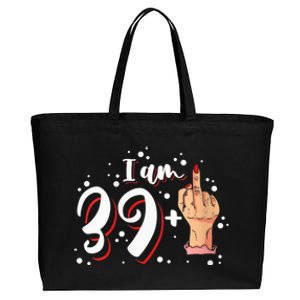 Wo I am 39 plus 1 middle finger for a 40th Birthday Cotton Canvas Jumbo Tote