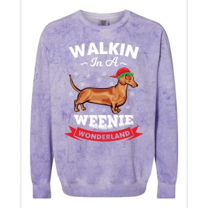 Walking In A Weenie Wonderland Cool Graphic Design Gift Colorblast Crewneck Sweatshirt