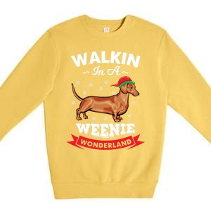 Walking In A Weenie Wonderland Cool Graphic Design Gift Premium Crewneck Sweatshirt