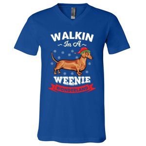 Walking In A Weenie Wonderland Cool Graphic Design Gift V-Neck T-Shirt