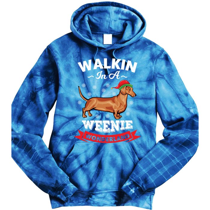 Walking In A Weenie Wonderland Cool Graphic Design Gift Tie Dye Hoodie