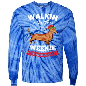 Walking In A Weenie Wonderland Cool Graphic Design Gift Tie-Dye Long Sleeve Shirt