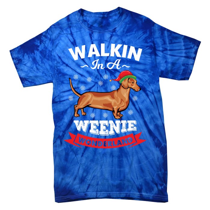 Walking In A Weenie Wonderland Cool Graphic Design Gift Tie-Dye T-Shirt