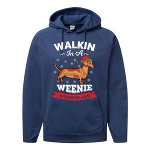 Walking In A Weenie Wonderland Cool Graphic Design Gift Performance Fleece Hoodie