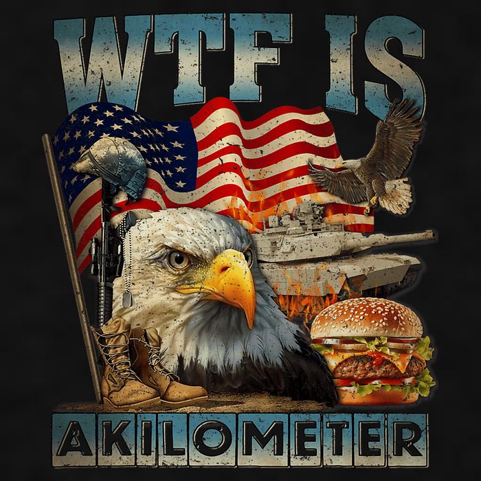 Wtf Is A Kilometer Eagle Badge American Burger 4th Of July Ladies PosiCharge Tri-Blend Wicking Tank