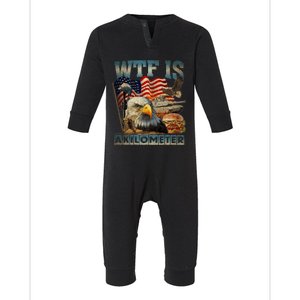 Wtf Is A Kilometer Eagle Badge American Burger 4th Of July Infant Fleece One Piece