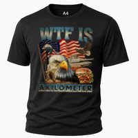 Wtf Is A Kilometer Eagle Badge American Burger 4th Of July Performance Shirt
