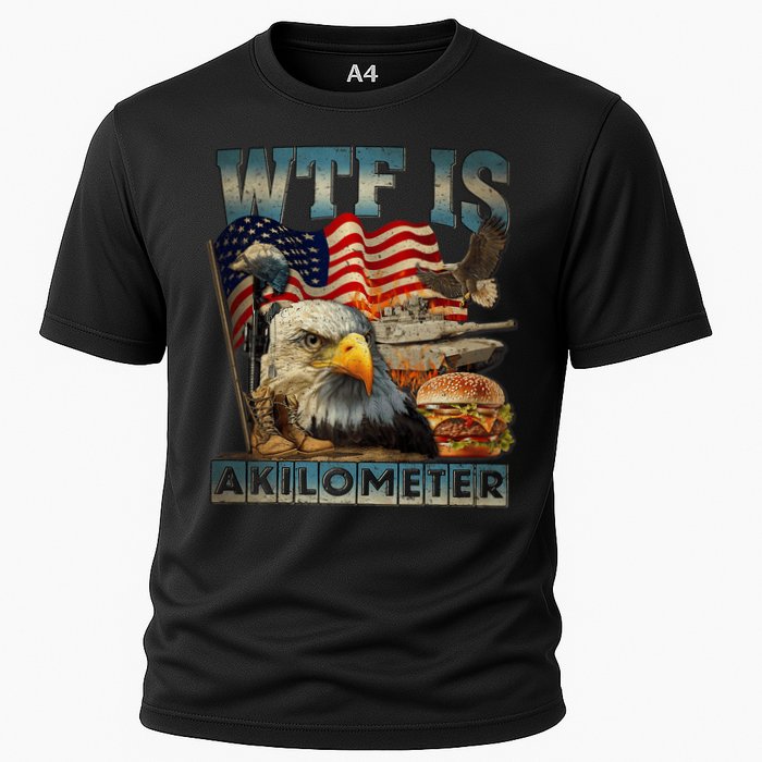 Wtf Is A Kilometer Eagle Badge American Burger 4th Of July Performance Shirt