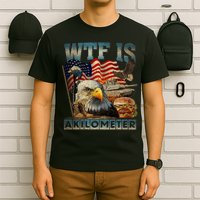 Wtf Is A Kilometer Eagle Badge American Burger 4th Of July T-Shirt