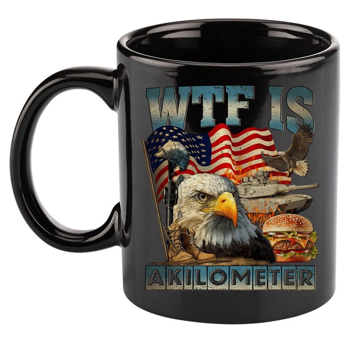 Wtf Is A Kilometer Eagle Badge American Burger 4th Of July 11oz C Handle Ceramic Mug