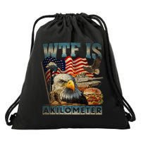 Wtf Is A Kilometer Eagle Badge American Burger 4th Of July Drawstring Bag