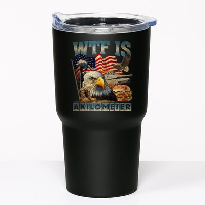 Wtf Is A Kilometer Eagle Badge American Burger 4th Of July Tumbler
