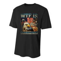 Wtf Is A Kilometer Eagle Badge American Burger 4th Of July Youth Performance Sprint T-Shirt
