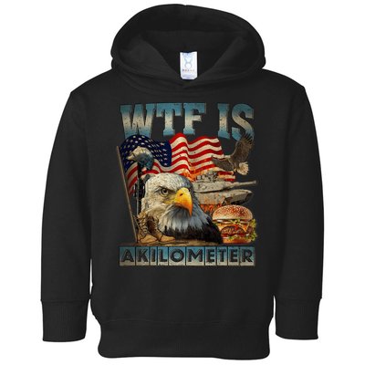 Wtf Is A Kilometer Eagle Badge American Burger 4th Of July Toddler Hoodie
