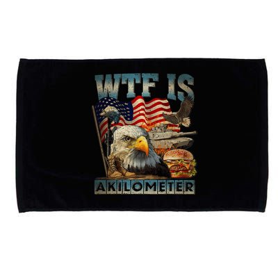 Wtf Is A Kilometer Eagle Badge American Burger 4th Of July Microfiber Hand Towel