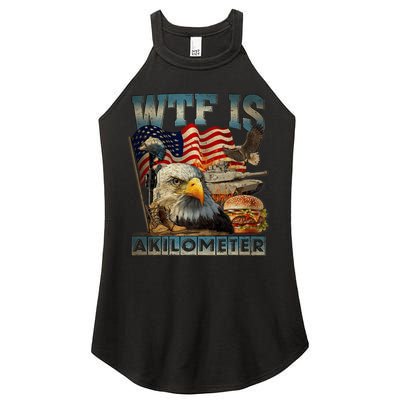Wtf Is A Kilometer Eagle Badge American Burger 4th Of July Women's Perfect Tri Rocker Tank