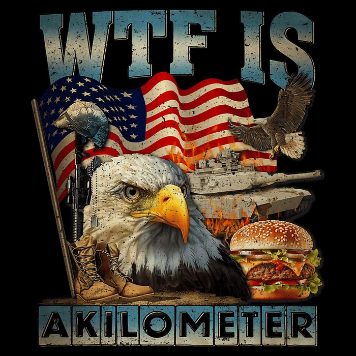 Wtf Is A Kilometer Eagle Badge American Burger 4th Of July Short Acrylic Beanie