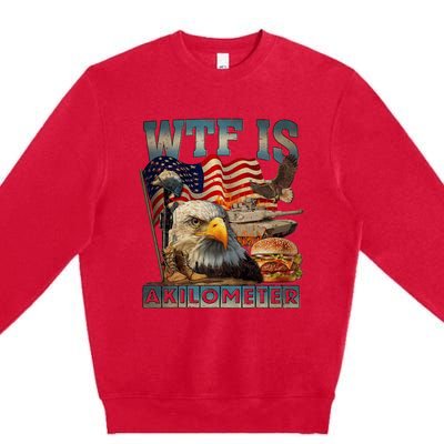 Wtf Is A Kilometer Eagle Badge American Burger 4th Of July Premium Crewneck Sweatshirt