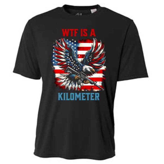 Wtf Is A Kilometer Eagle Badge American Flag Cooling Performance Crew T-Shirt