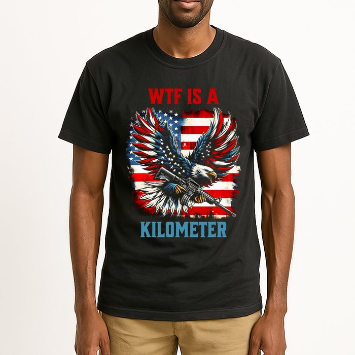 Wtf Is A Kilometer Eagle Badge American Flag Tall T-Shirt