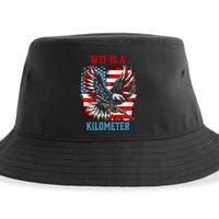 Wtf Is A Kilometer Eagle Badge American Flag Sustainable Bucket Hat