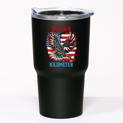Wtf Is A Kilometer Eagle Badge American Flag Tumbler