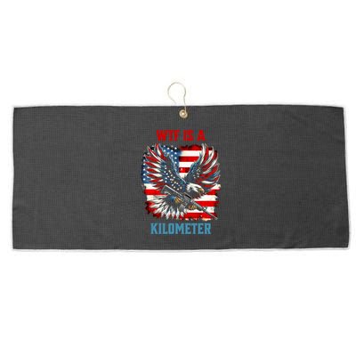 Wtf Is A Kilometer Eagle Badge American Flag Large Microfiber Waffle Golf Towel